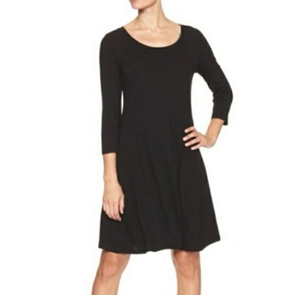 GAP Solid Black bodycon long sleeve scoop  neck dress XS - Picture 16 of 16